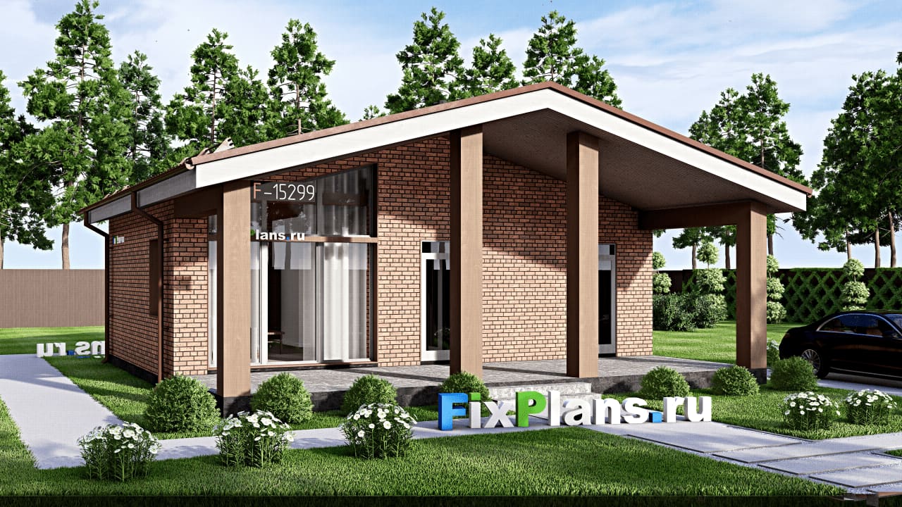 Одноэтажный дом F-15299 — фасад