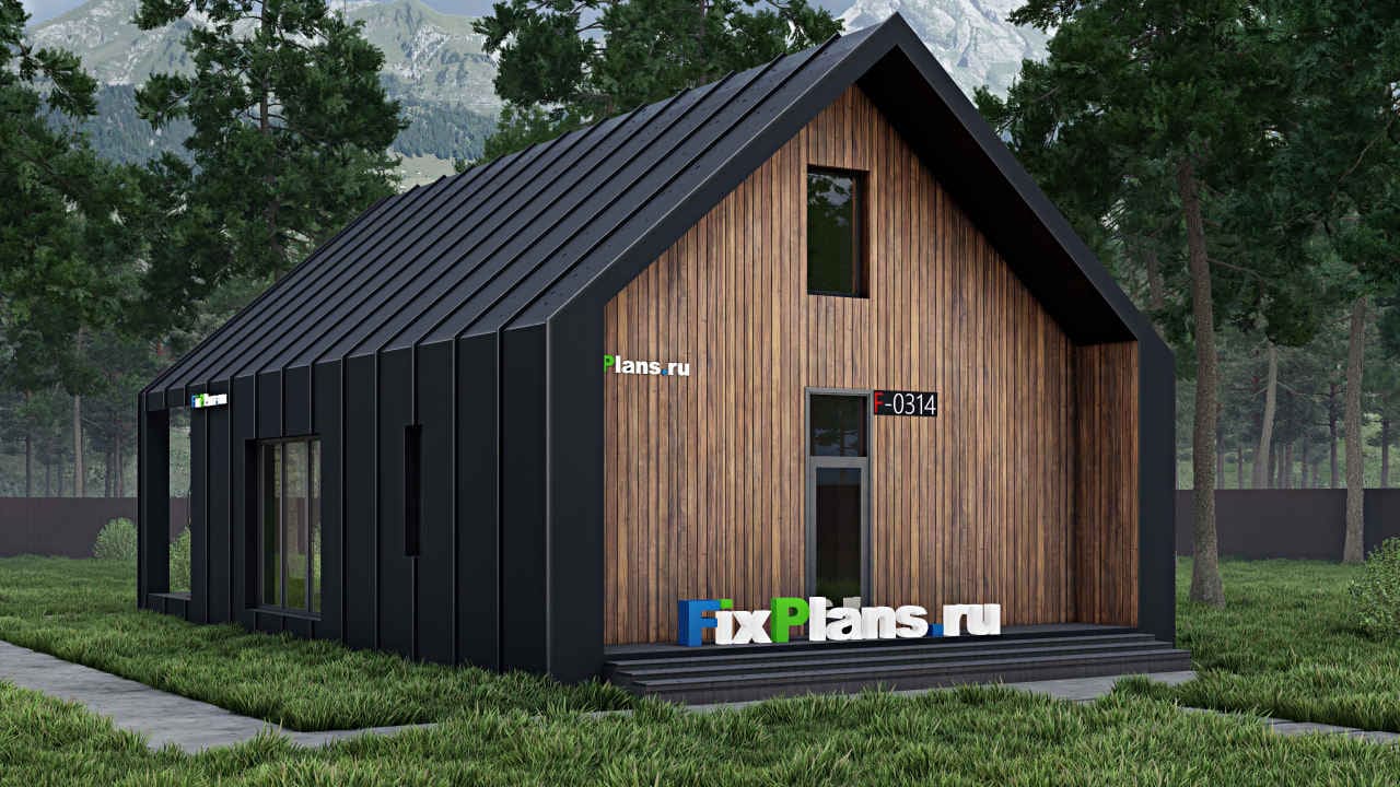 Одноэтажный дом с мансардой  F - 0314 — фасад