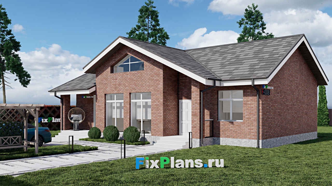 Одноэтажный дом F-0008 — фасад